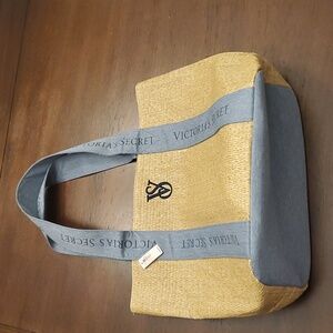 Victoria Secret Straw Tote Bag with Denium Straps